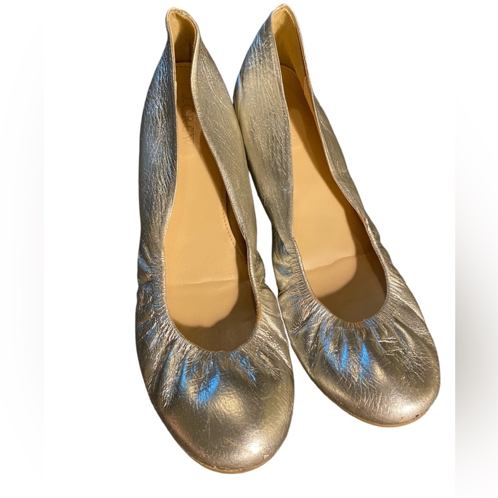 J.Crew Cece Silver Metallic Ballet Flats Size 7